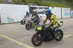 Stephan Chin on the Line at the start of Motorcycle Open race #1