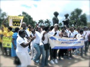 A part of the group rallying on May 1, 2012 for Child Month outside Emancipation Park.
