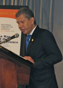 Charge d'Affaires at the Embassy of Panama in Kingston Mr. Eric Cajar Grimas brought greetings at the lecture.