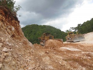 Roads are being cut on the edge of Cockpit Country, leading to mining operations. (Photo: Windsor Resource Centre)