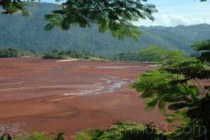 A bauxite red mud lake in Jamaica.