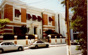 The East Street entrance to the Institute of Jamaica, which also opens on Tower Street. It is a spacious and most attractive building.