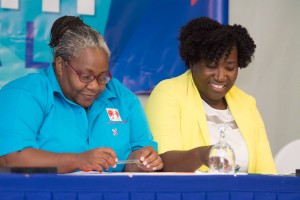 Two women who are doing incredible work in the field of HIV/AIDS: Program Manager at Eve for Life Joy Crawford (left) and Kandasi Levermore, Executive Director of Jamaica AIDS Support for Life. (Photo: JYAN/Facebook)