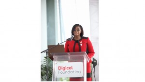 Juliet Holness speaking at the Fifteen Strong event. (Photo: Loop Jamaica)