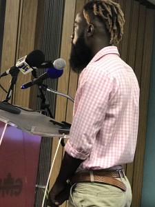 Maleek Powell, whose sister had been killed in a road crash a few weeks earlier, spoke eloquently at the road crash investigation conference. He has since become an advocate for road safety. (My photo)